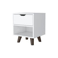 19″ White One Drawer Faux Wood Nightstand