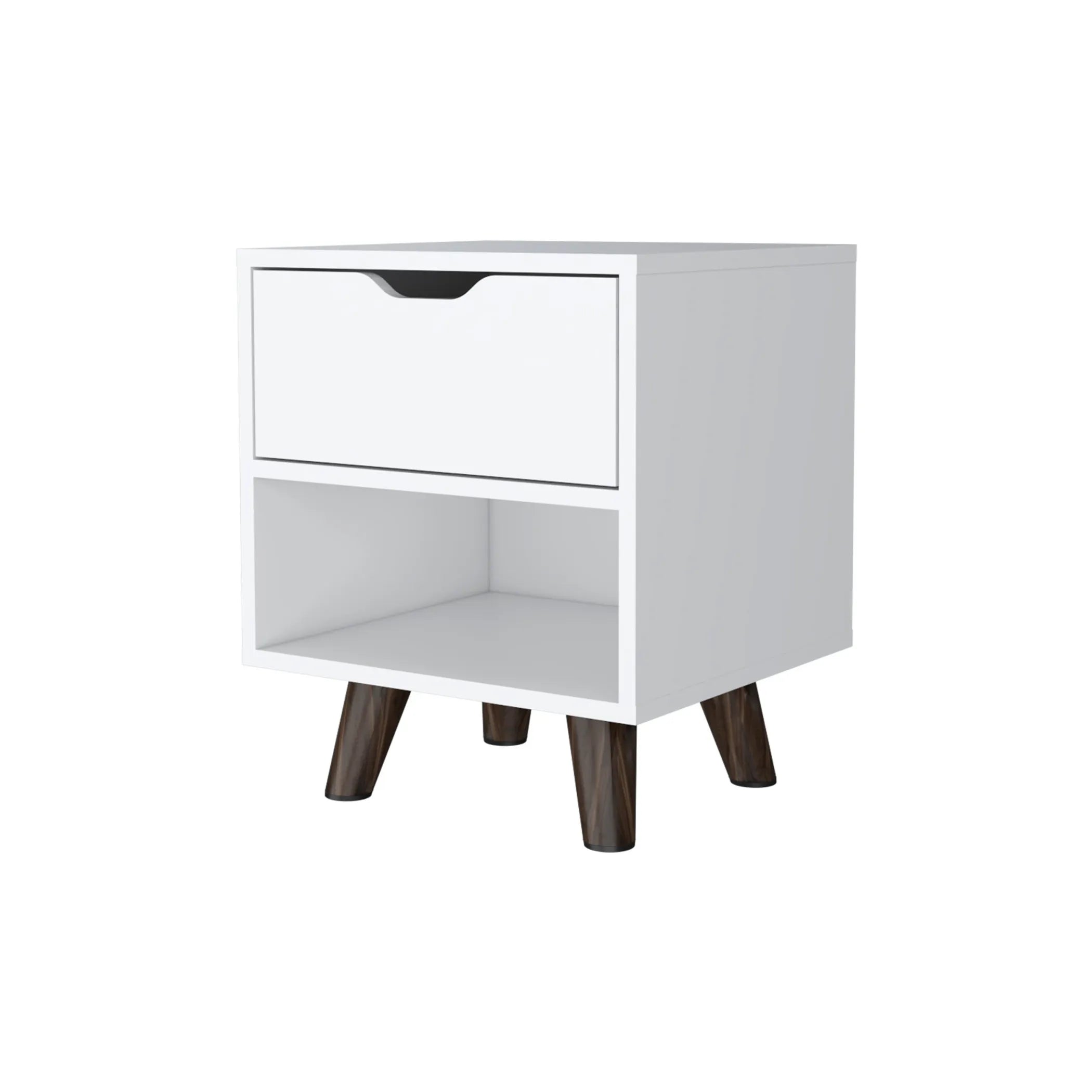 19″ White One Drawer Faux Wood Nightstand