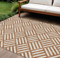 10′ X 14′ Orange And Ivory Geometric Washable Indoor Outdoor Area Rug