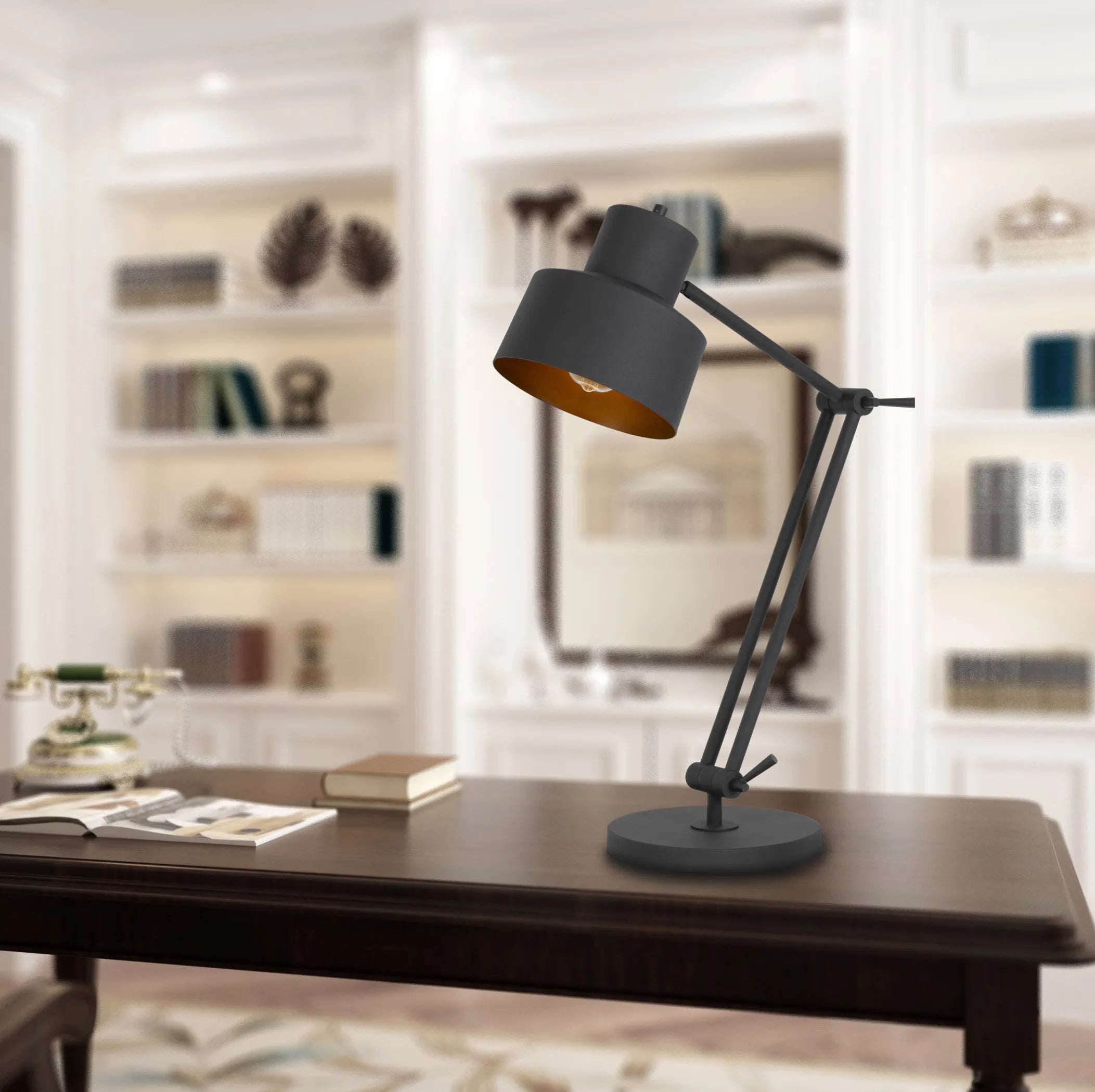 33″ Black Metal Adjustable Desk Table Lamp — view 3