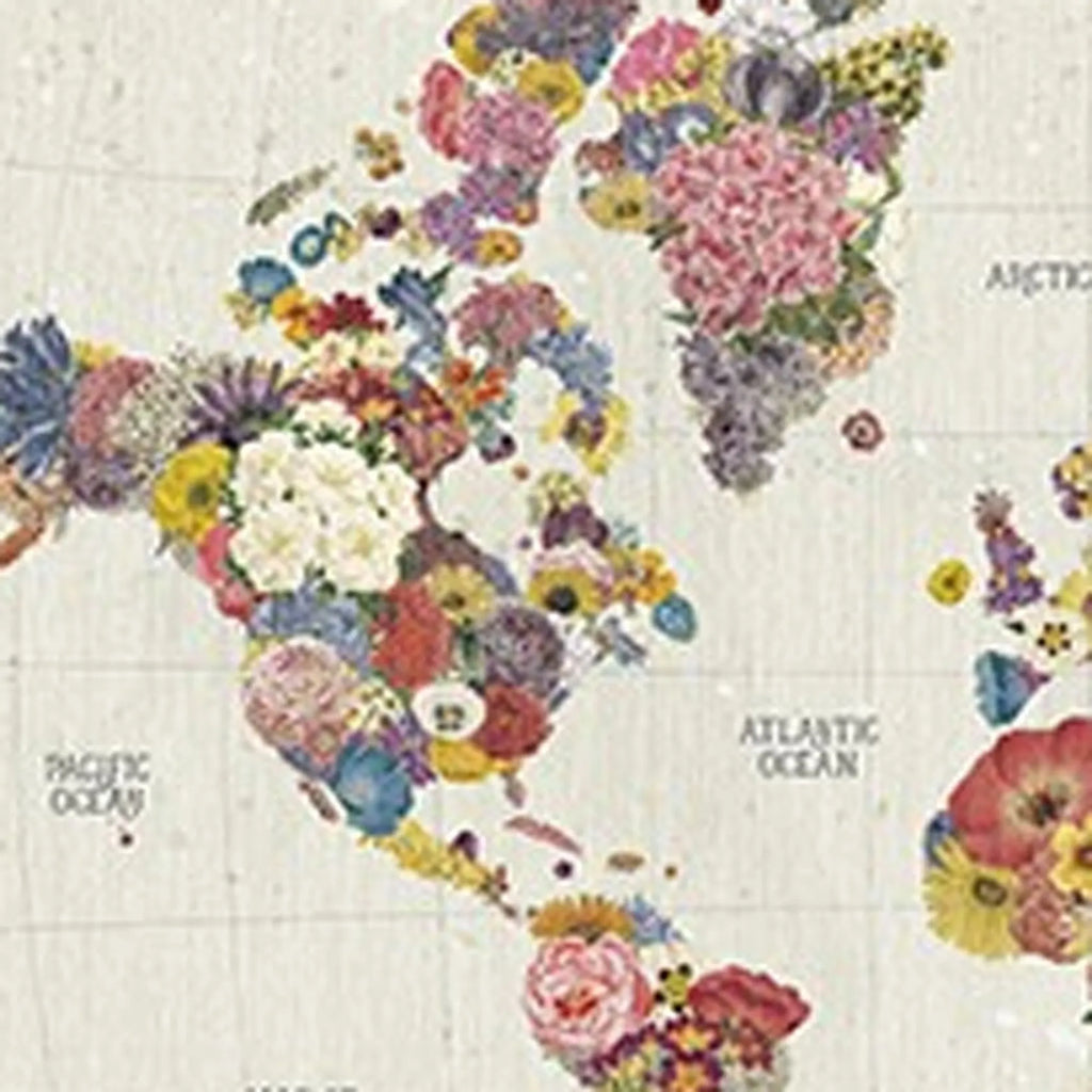 48″ x 32″ Fun Floral Map of the World Canvas Wall Art — view 4