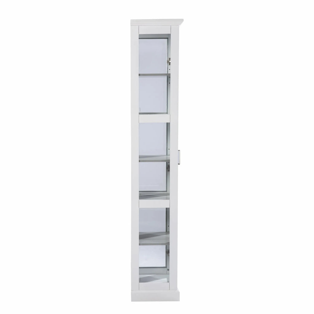 White Cornice Molding Curio with Glass Door — view 3