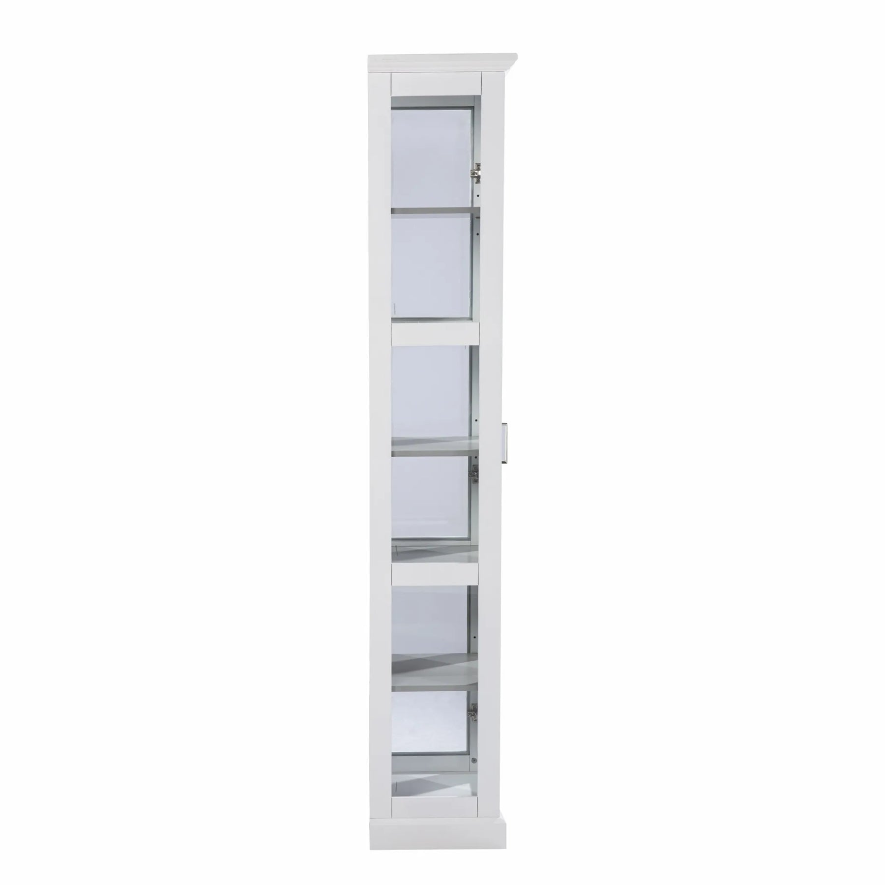 White Cornice Molding Curio with Glass Door — view 3