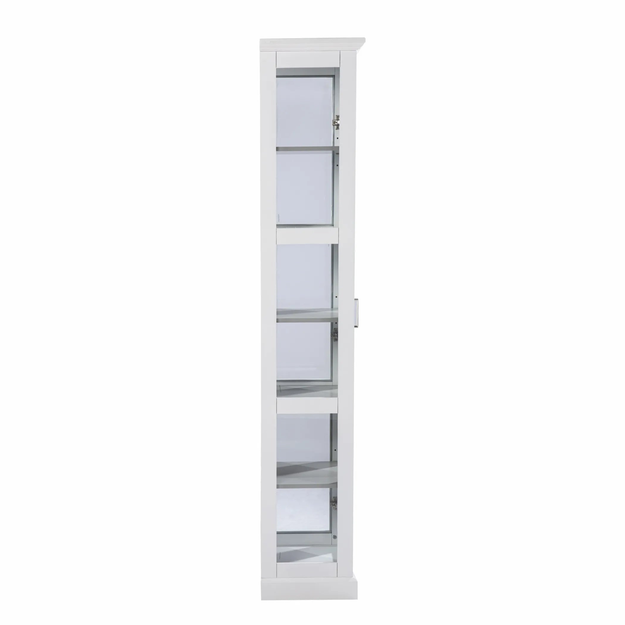 White Cornice Molding Curio with Glass Door — view 3