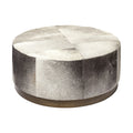 36″ Gray Wool And Brown Footstool Ottoman