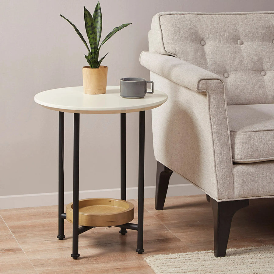 White/Natural End Table — view 2