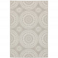 7′ X 9′ Gray and Ivory Geometric Stain Resistant Indoor Outdoor Area Rug