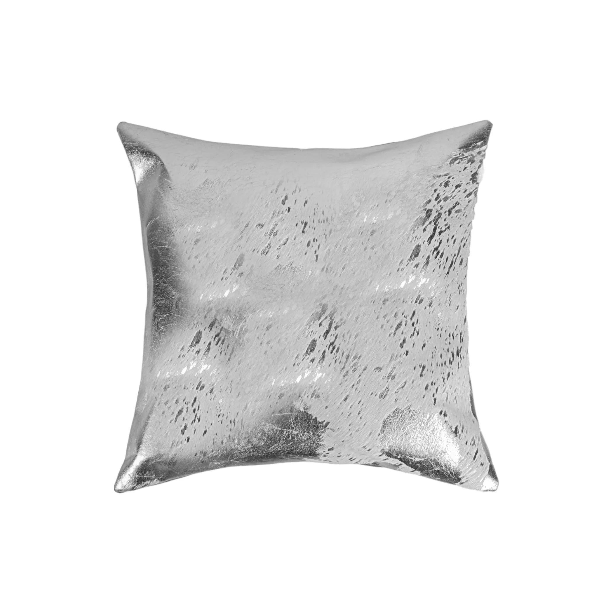 Set of Two 18″ Gray and Silver Abstract Cowhide Throw Pillows with Glitter — view 3