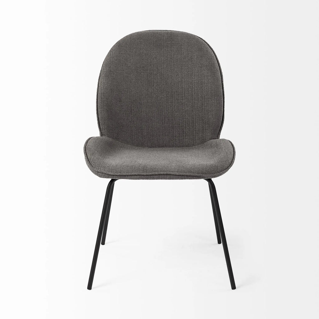 Set Of Two Gray And Black Upholstered Fabric Side Chairs — view 2