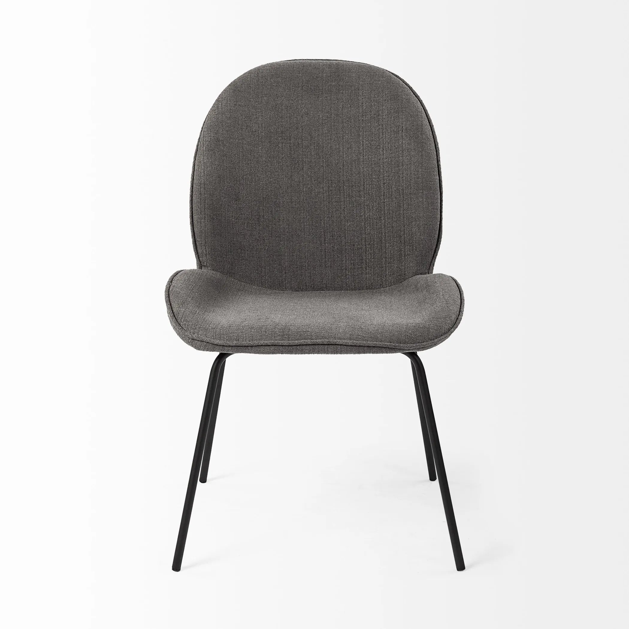 Set Of Two Gray And Black Upholstered Fabric Side Chairs — view 2