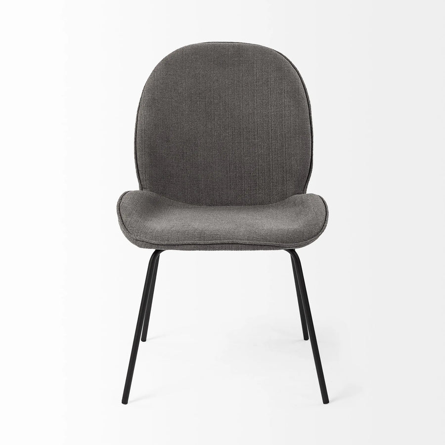 Set Of Two Gray And Black Upholstered Fabric Side Chairs — view 2
