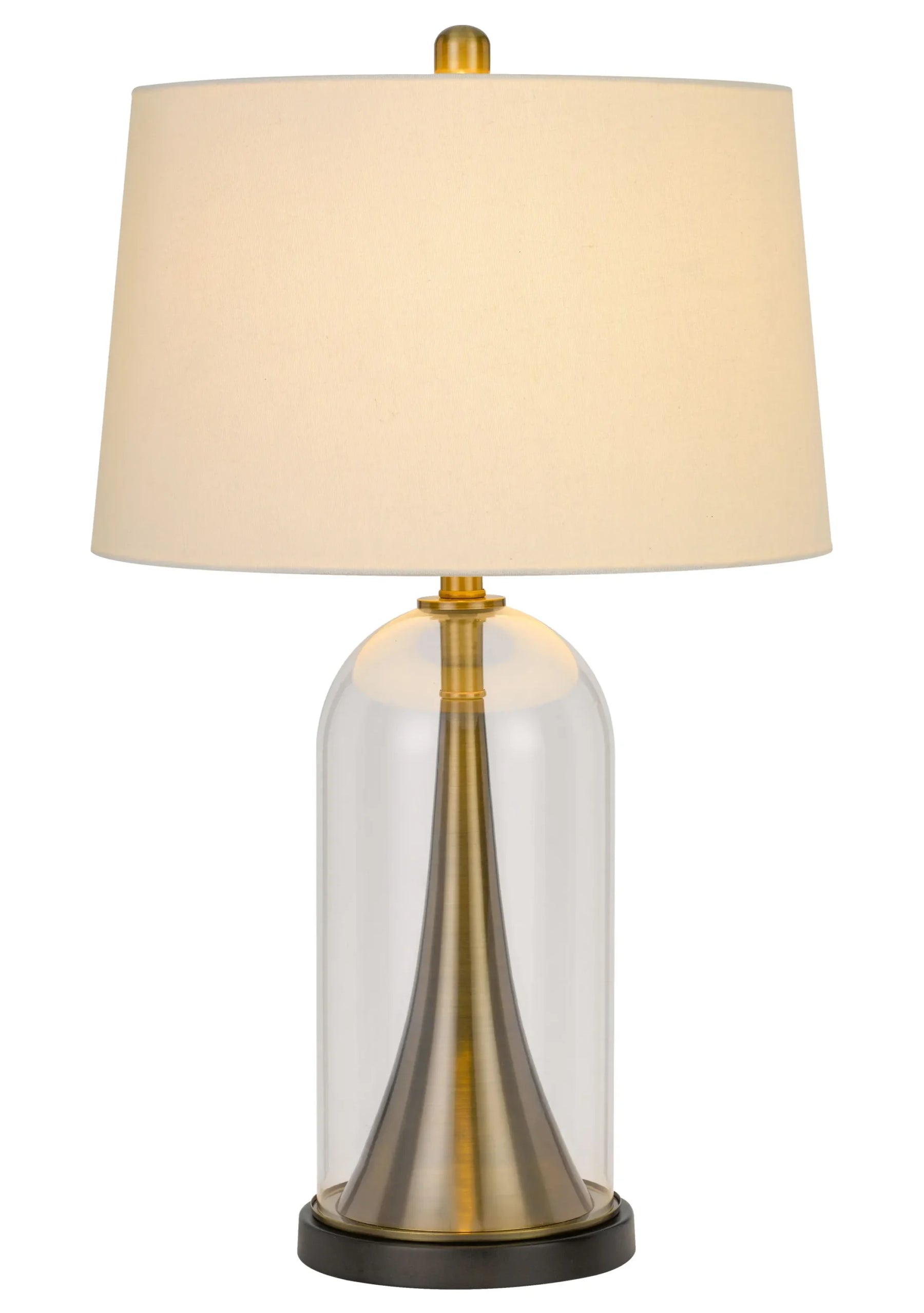 29″ Clear Metal Table Lamp With White Empire Shade — view 2