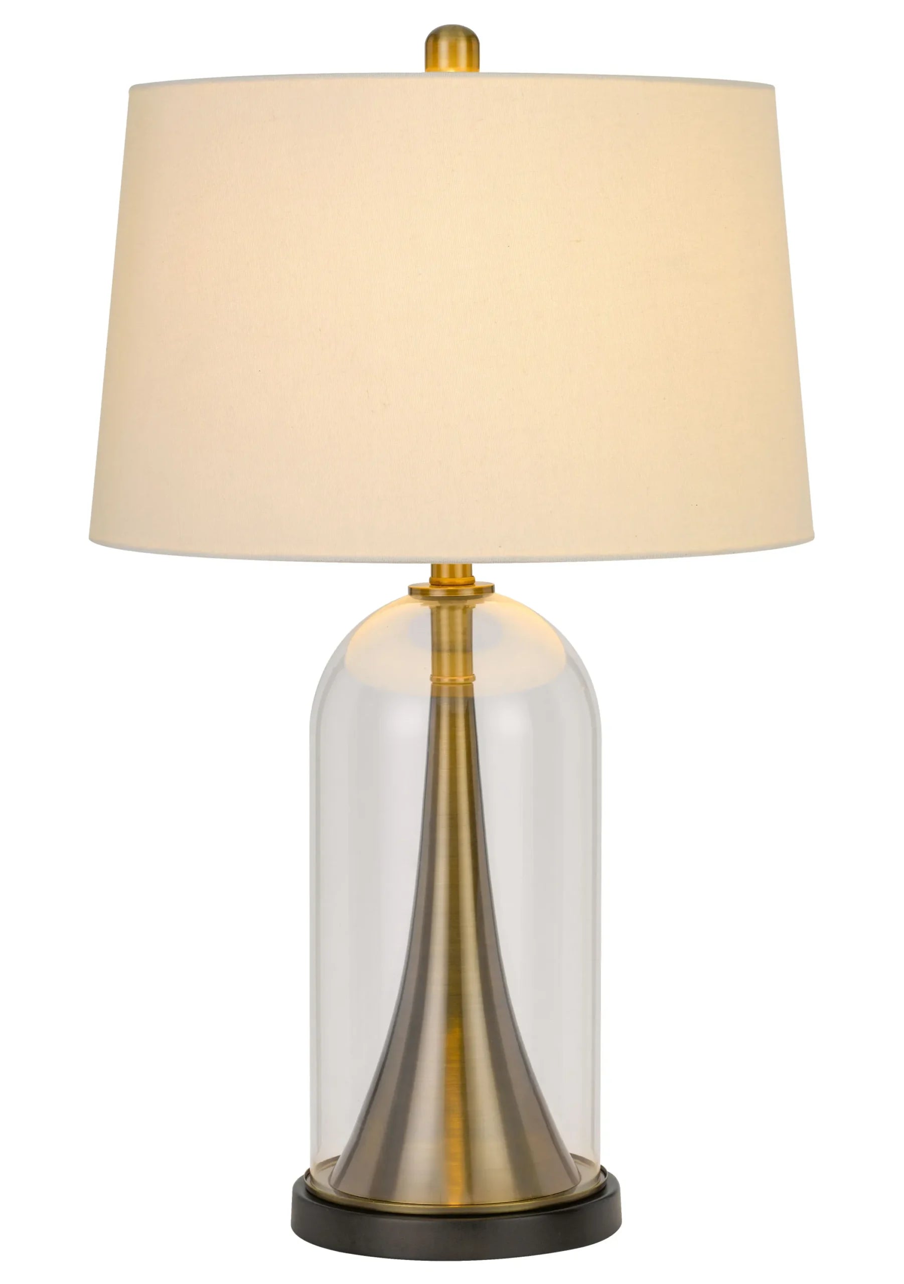 29″ Clear Metal Table Lamp With White Empire Shade — view 2