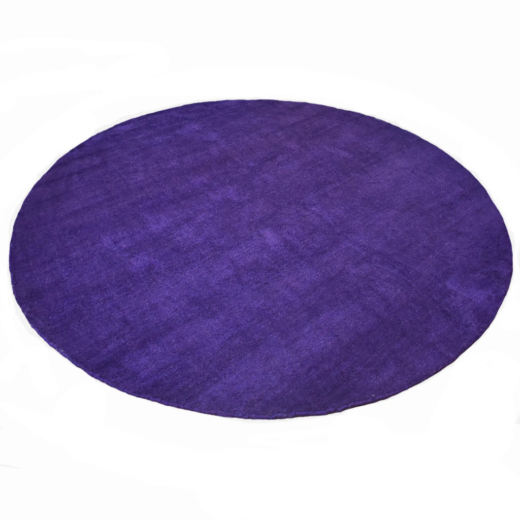Rugsotic Carpets Hand Knotted Loom Silk Mix Round Area Rug Solid — view 3