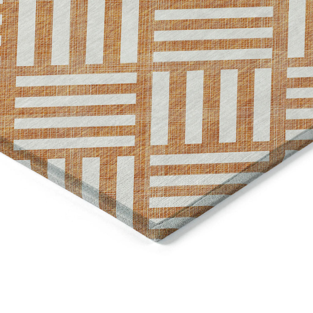 10′ X 14′ Orange And Ivory Geometric Washable Indoor Outdoor Area Rug — view 4