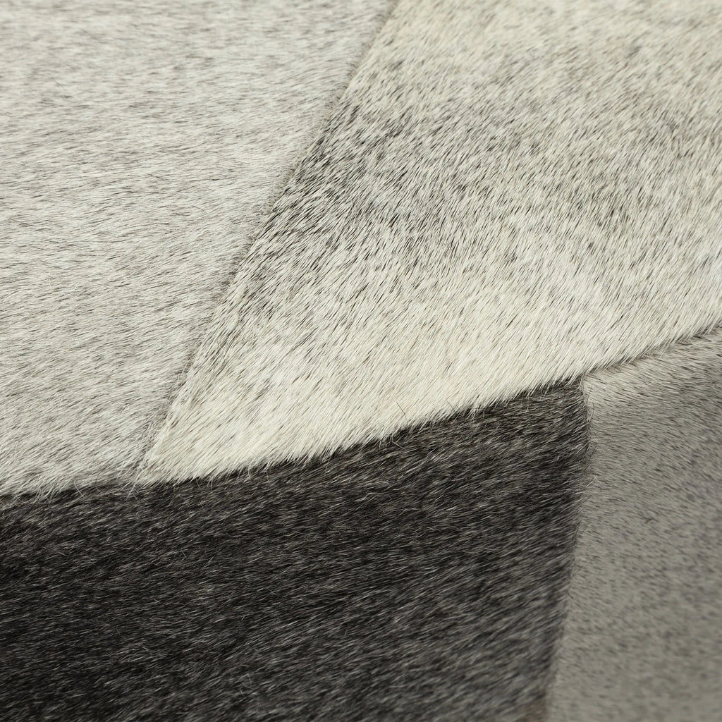 36″ Gray Wool And Brown Footstool Ottoman — view 4