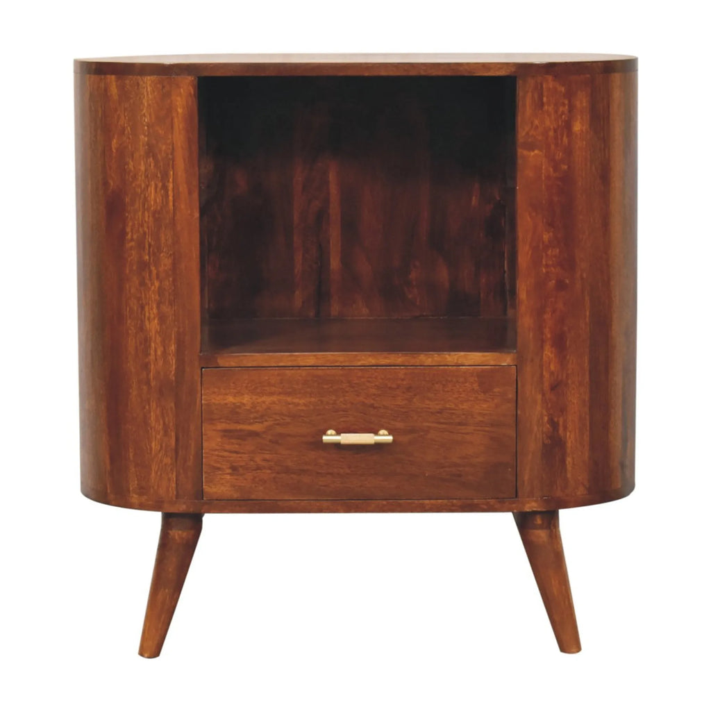 Solid Wood Oval Accent Cabinet With One Drawer