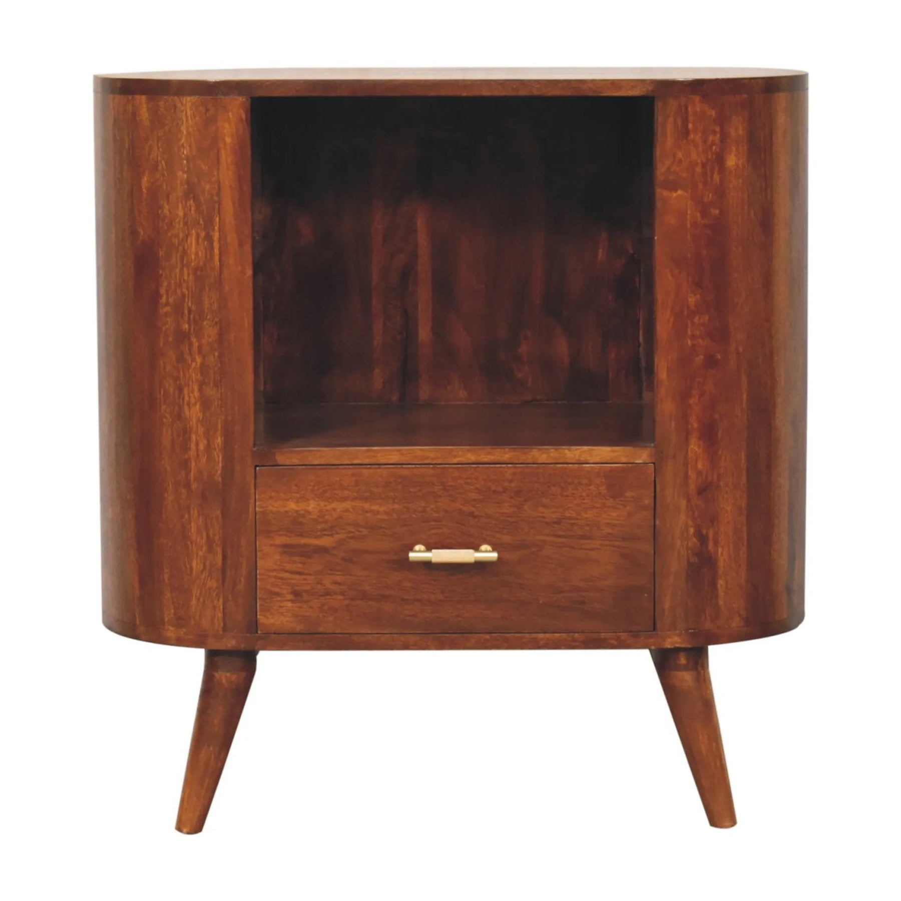 Solid Wood Oval Accent Cabinet With One Drawer