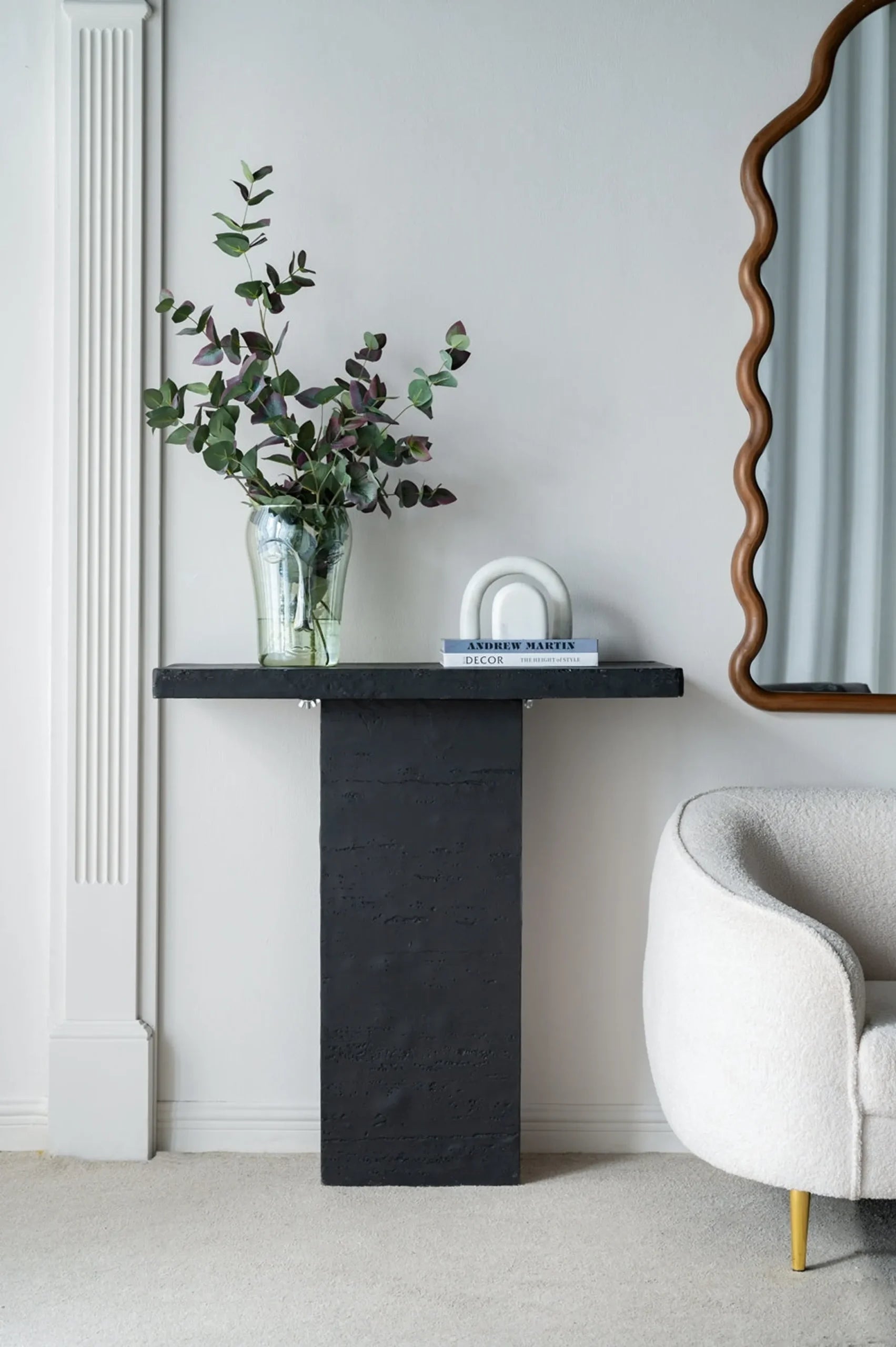 Black Rectangular Coffee Table With Pedestal Base — view 4