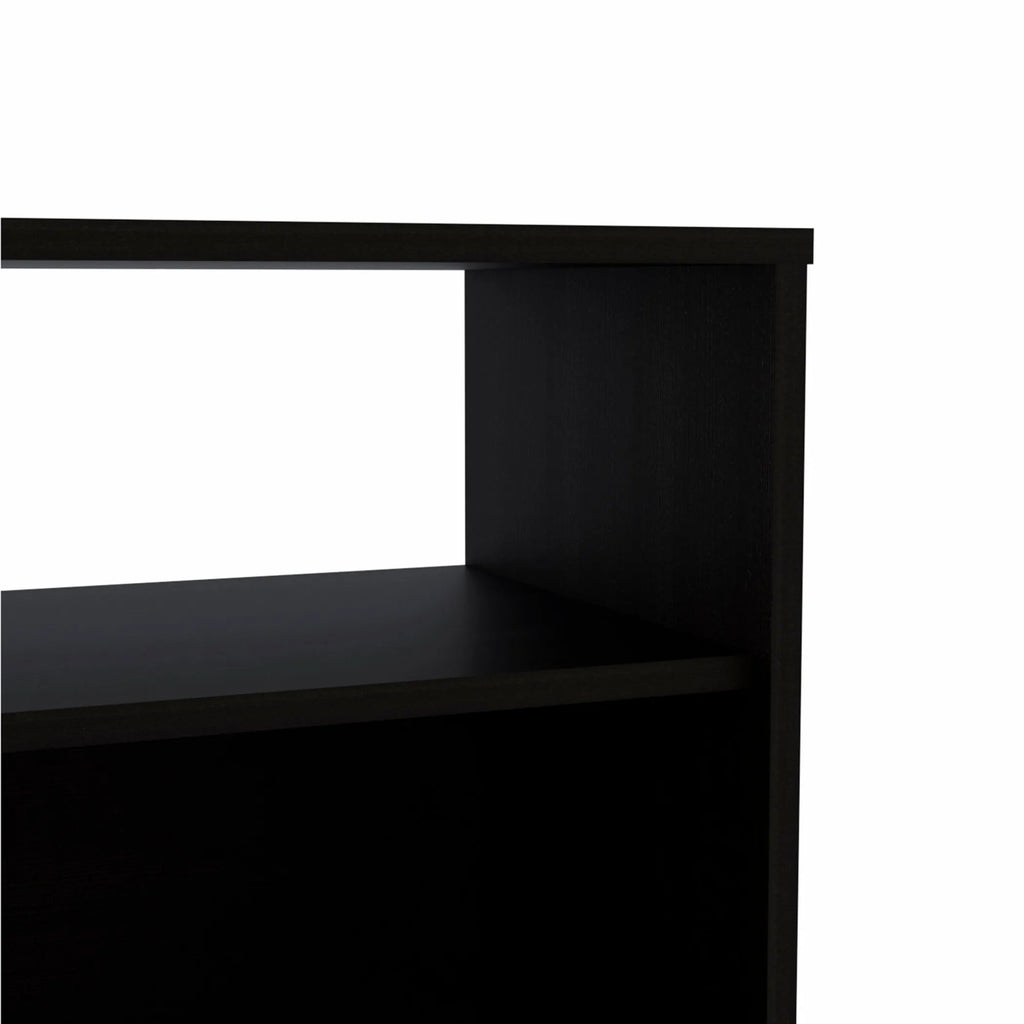 23″ Black One Cabinet Faux Wood Nightstand — view 3