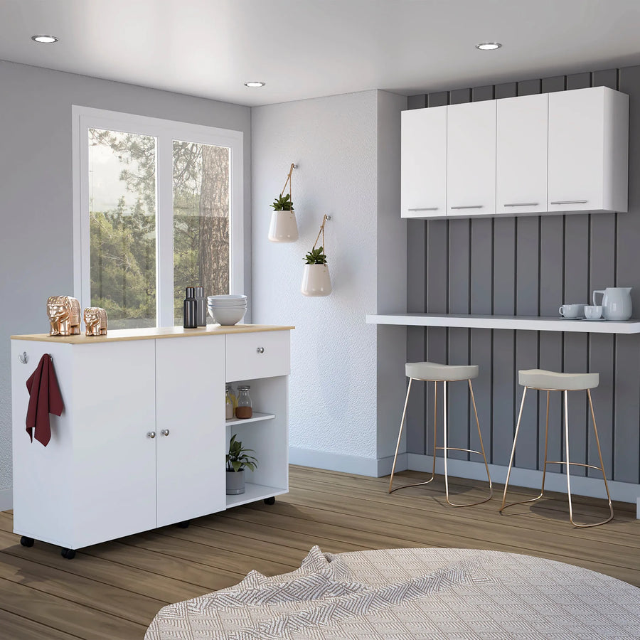 Malibu 2 Piece Kitchen Set, Kitchen Island + Wall Cabinet