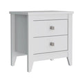 24″ White Two Drawer Faux Wood Nightstand