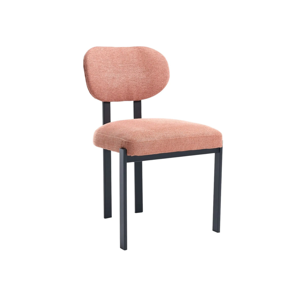 Set of Two Chenille And Metal Partially Open Back Dining Side Chairs — view 3