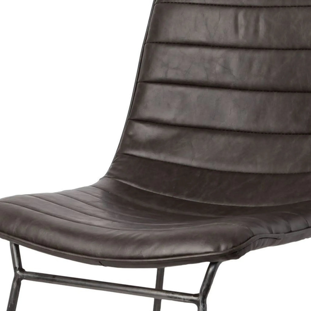 Set Of Two Black Upholstered Faux leather Side Chairs — view 3