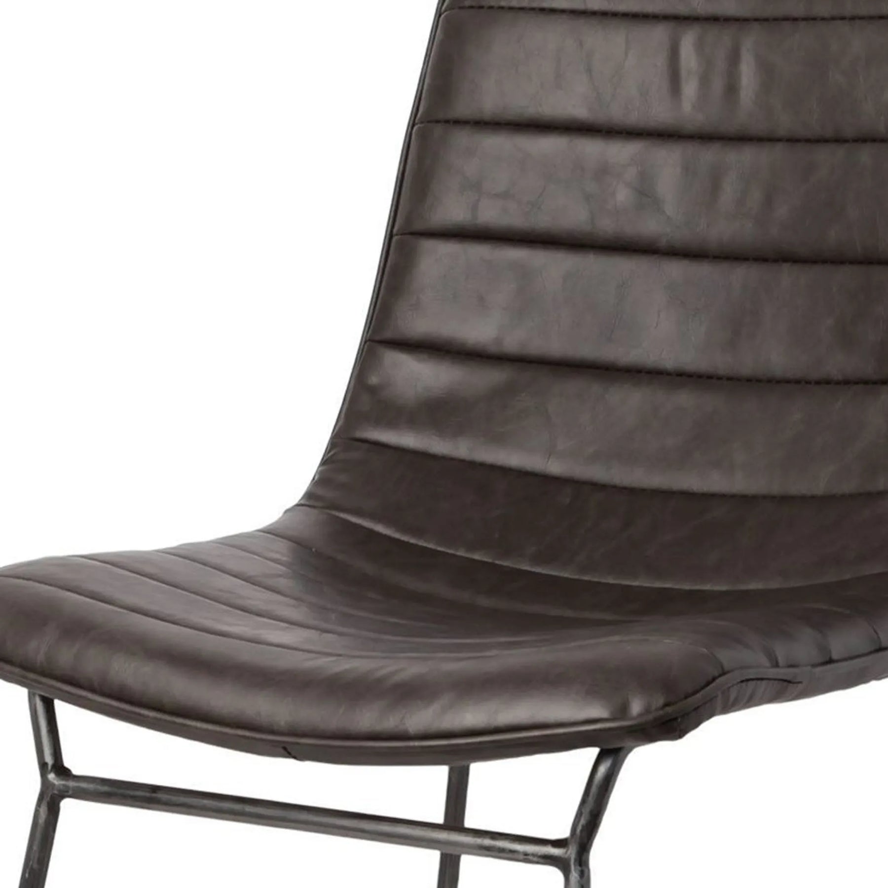 Set Of Two Black Upholstered Faux leather Side Chairs — view 3