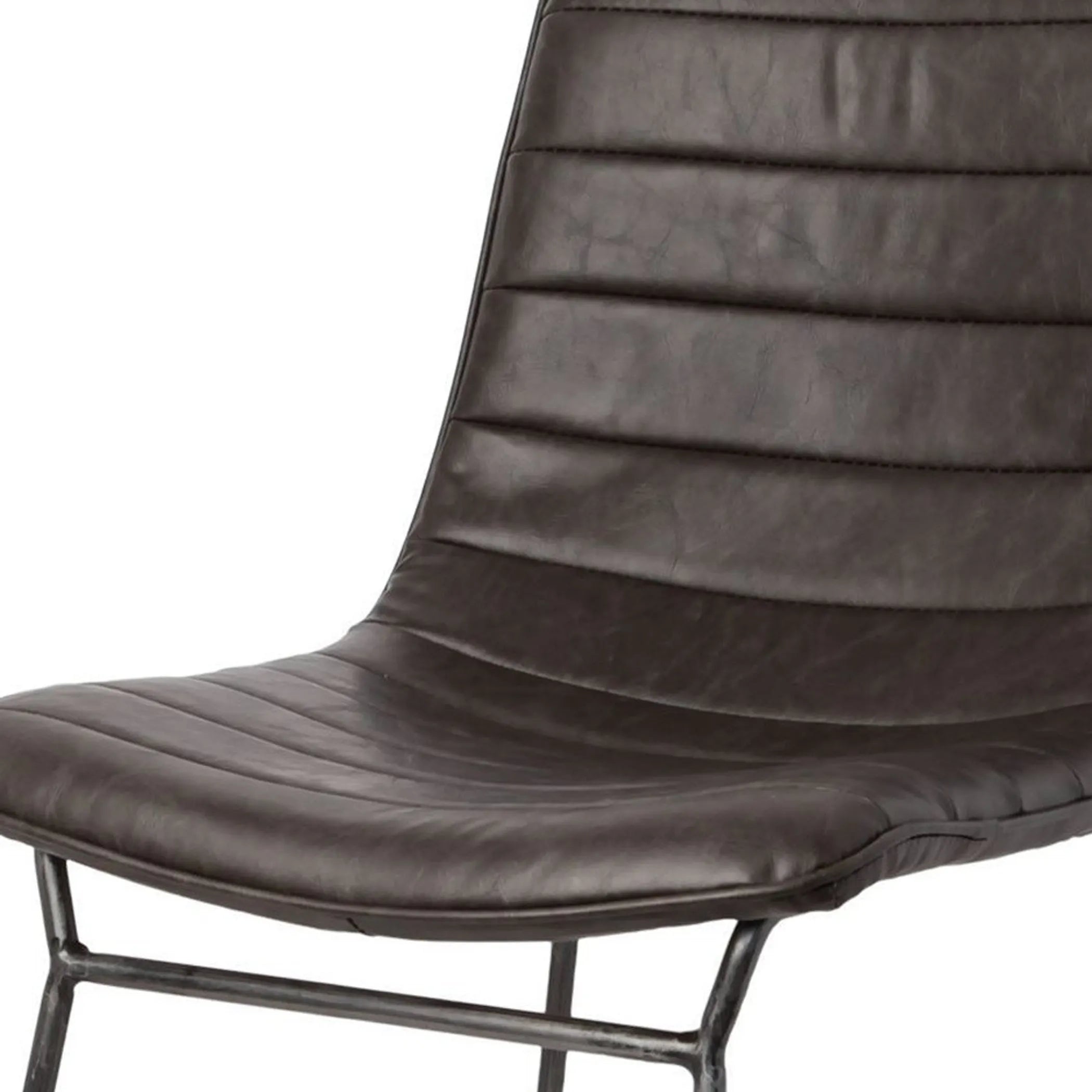 Set Of Two Black Upholstered Faux leather Side Chairs — view 3