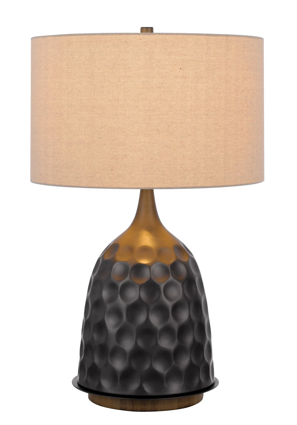 29″ Gray Metal Table Lamp With Brown Drum Shade — view 3