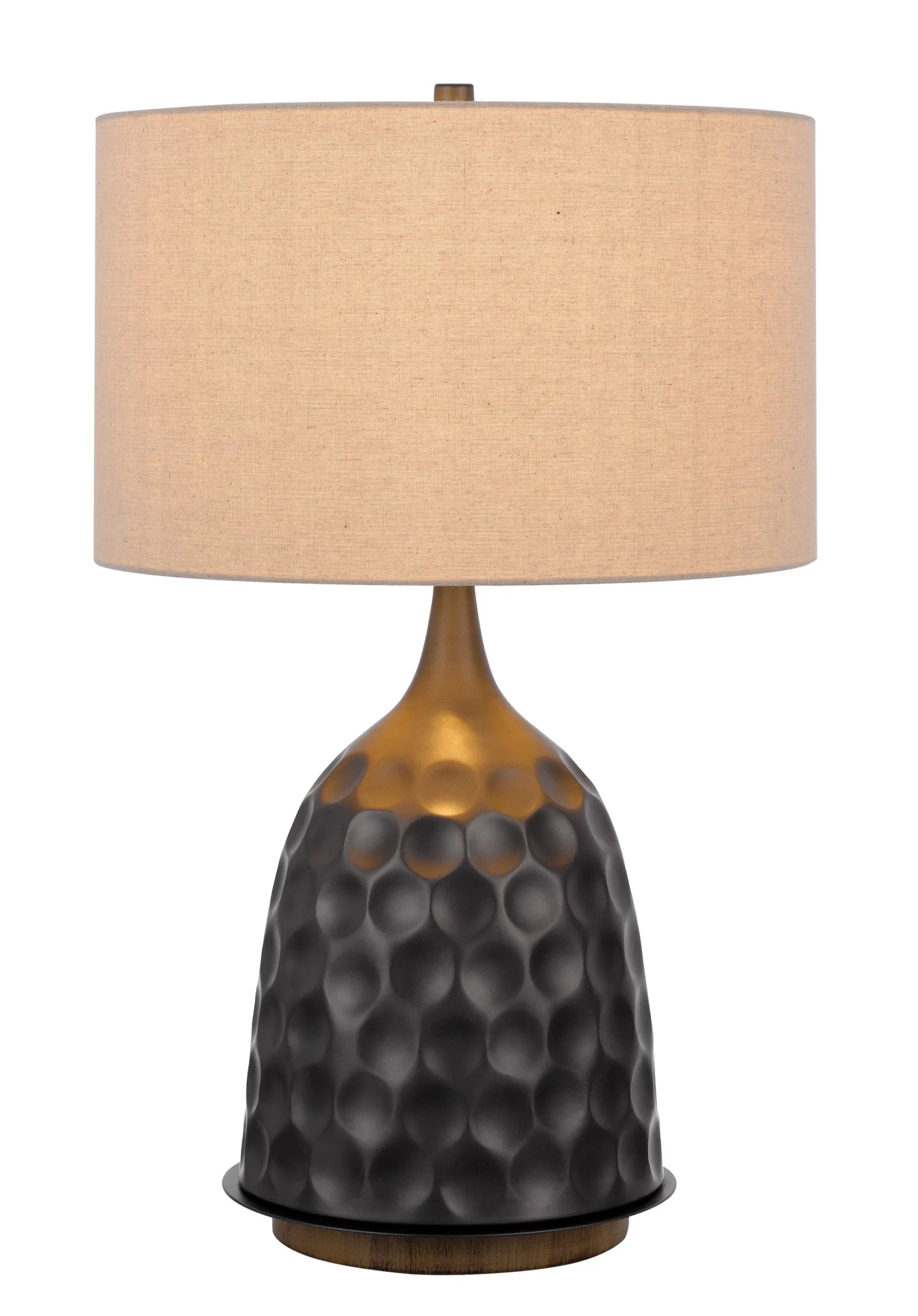 29″ Gray Metal Table Lamp With Brown Drum Shade — view 3