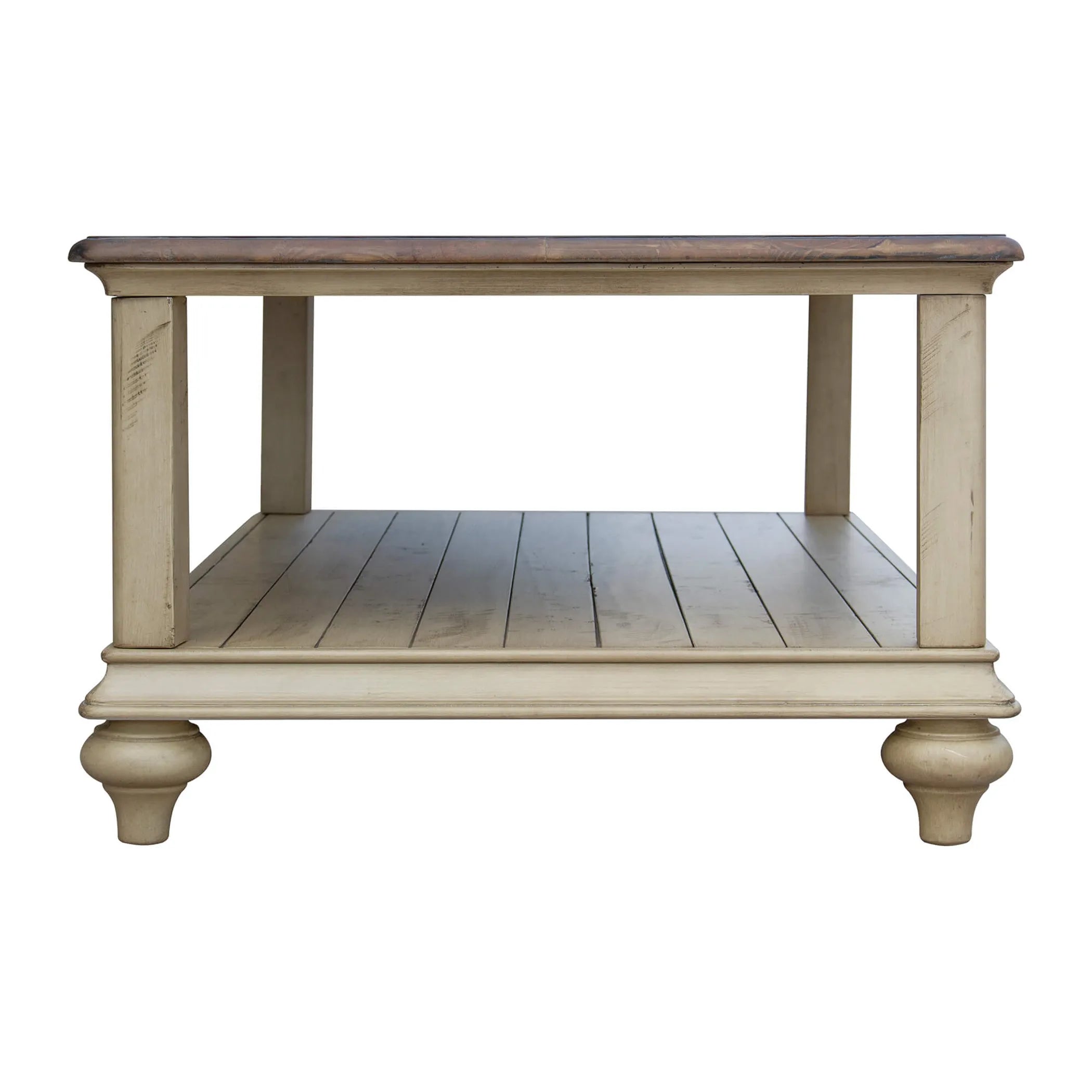 Sunset Trading Shades of Sand Cocktail Table | Storage Shelf | Fully Assembled | Cream Puff and Walnut Brown Solid Wood — vi…