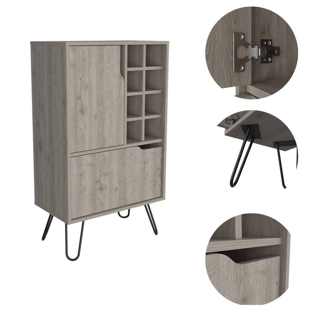 Light Gray Bar Cabinet with Two Door Panels — view 2