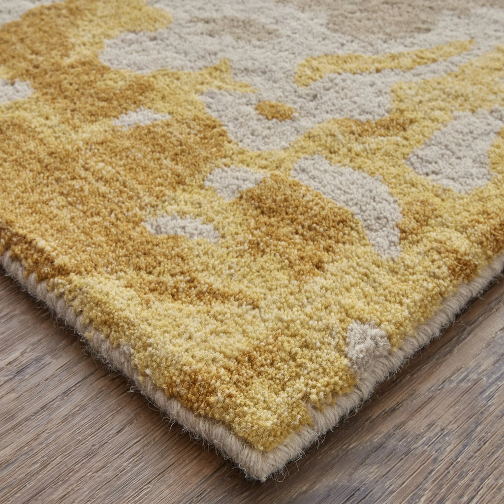 8′ X 10′ Ivory Yellow And Blue Wool Abstract Tufted Handmade Stain Resistant Area Rug — view 3