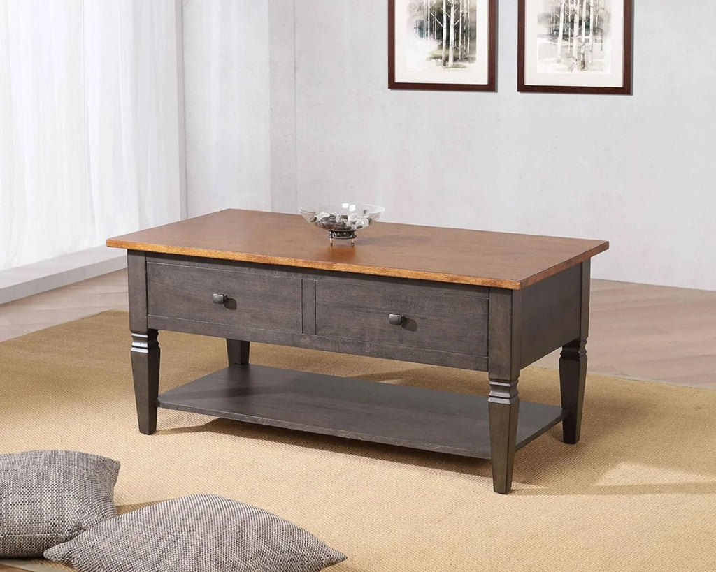 Sunset Trading Dakota 22×44 Rectangular Coffee Table with Drawers and Storage Shelf | Living Room Office Bedroom Cocktail Fu…