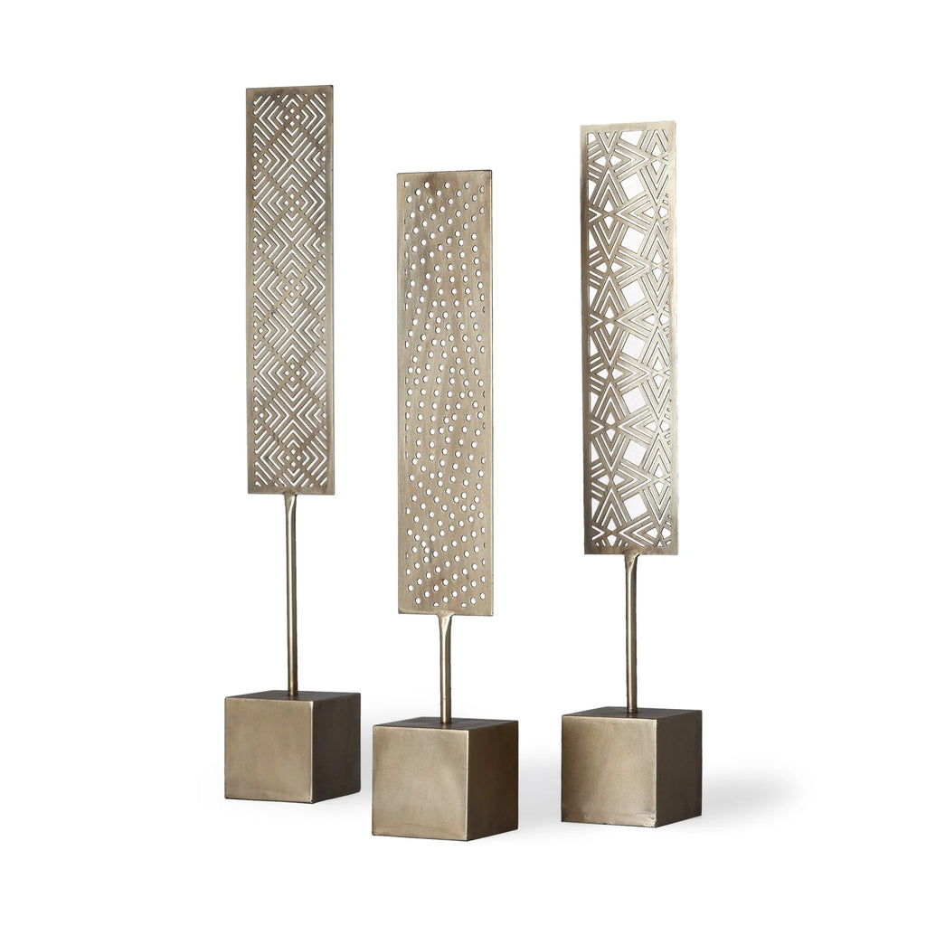 Set Of Three Gold Abstract Metal Cutout Tabletop Decor Pieces — view 2