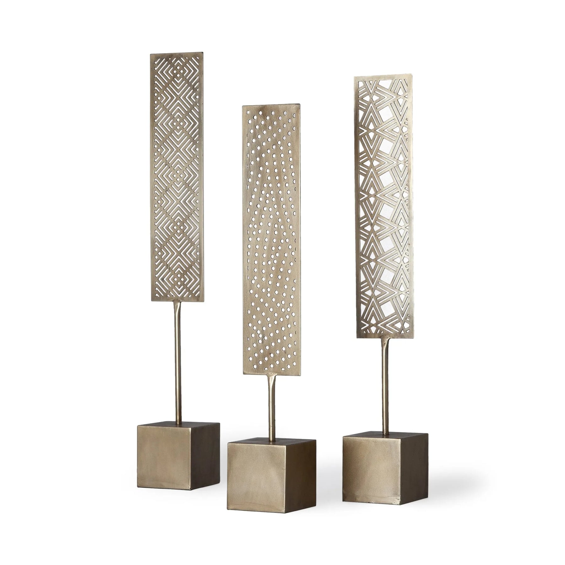 Set Of Three Gold Abstract Metal Cutout Tabletop Decor Pieces — view 2