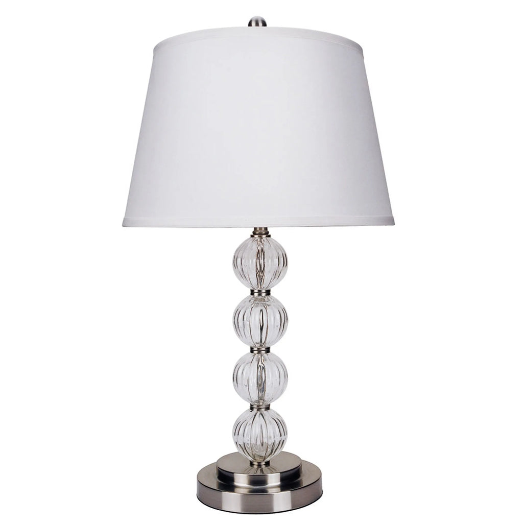 29″ Silver Metal Table Lamp With White Classic Empire Shade — view 2