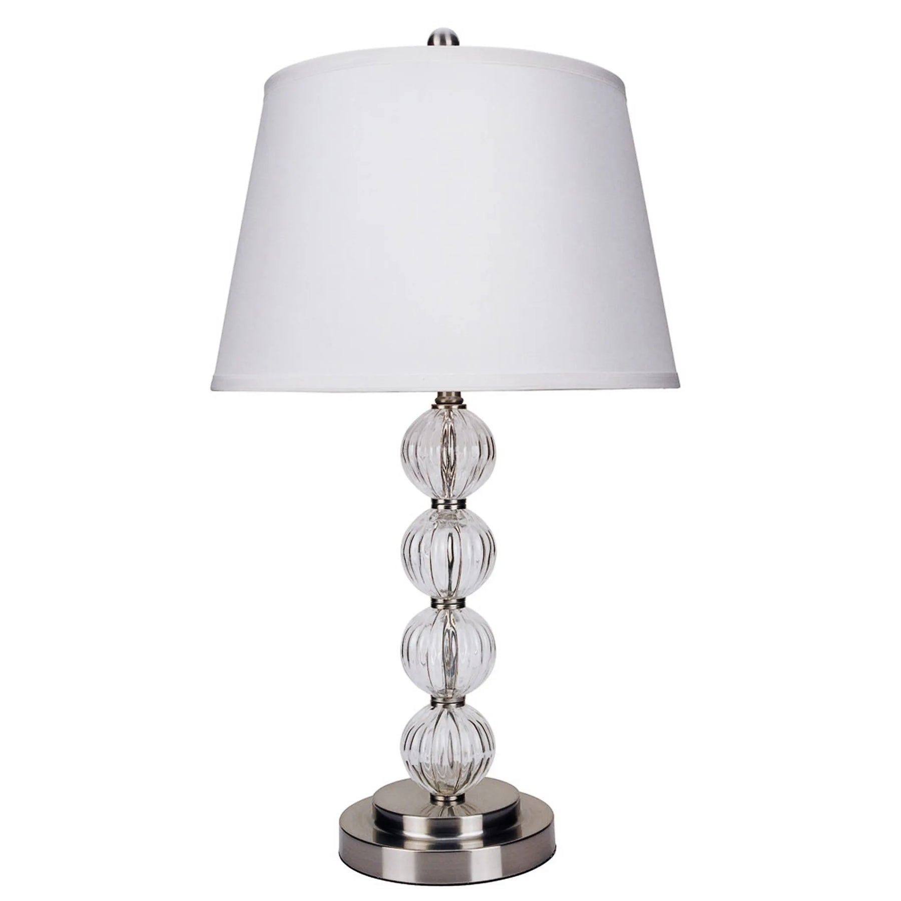 29″ Silver Metal Table Lamp With White Classic Empire Shade — view 2