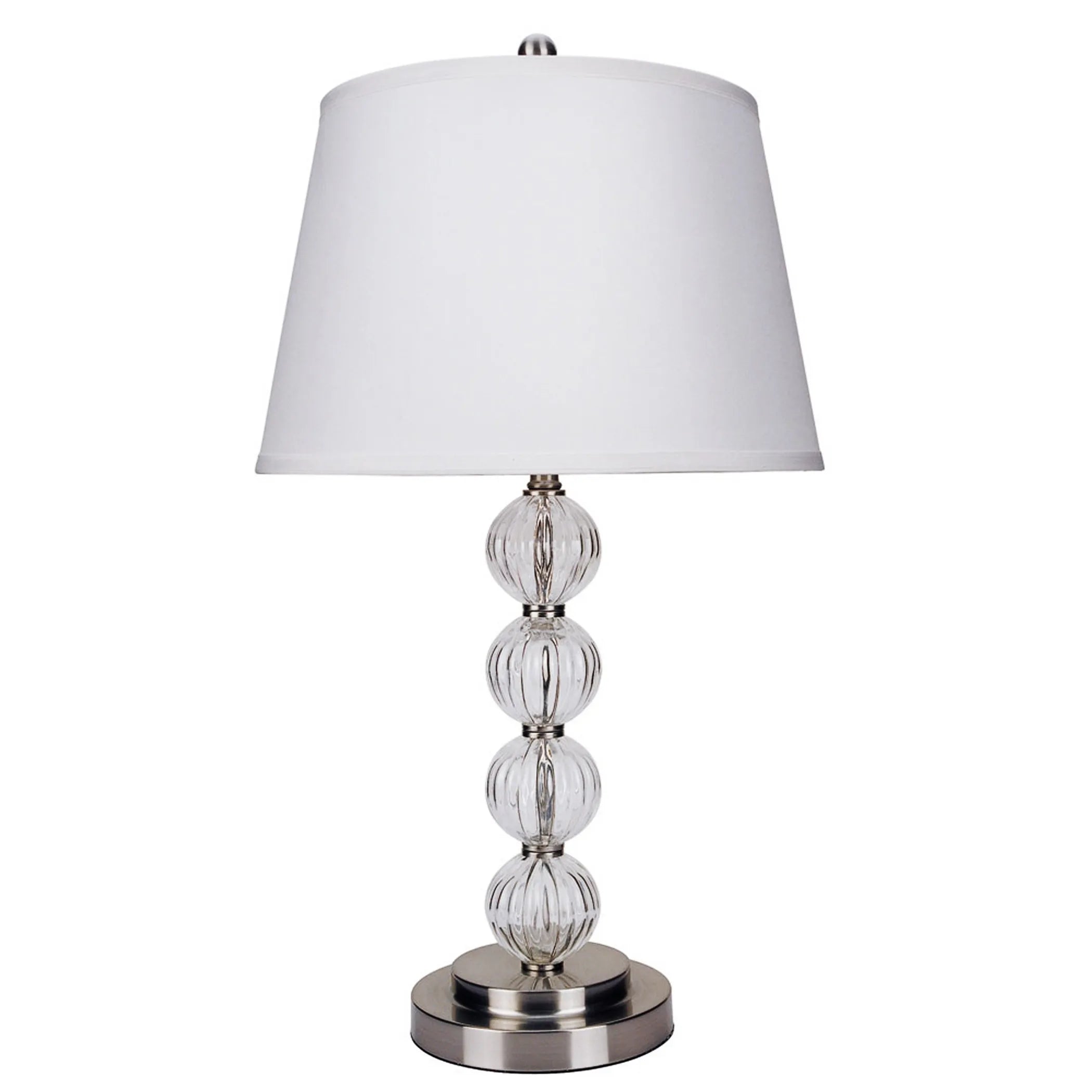 29″ Silver Metal Table Lamp With White Classic Empire Shade — view 2