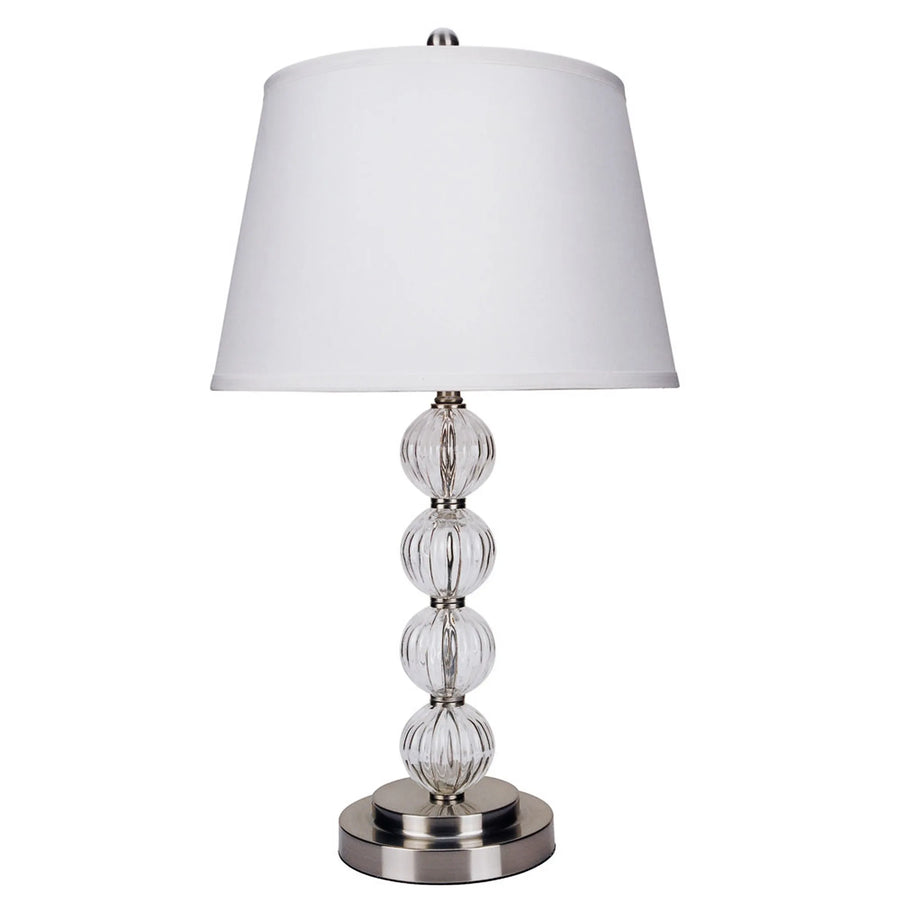 29″ Silver Metal Table Lamp With White Classic Empire Shade — view 2