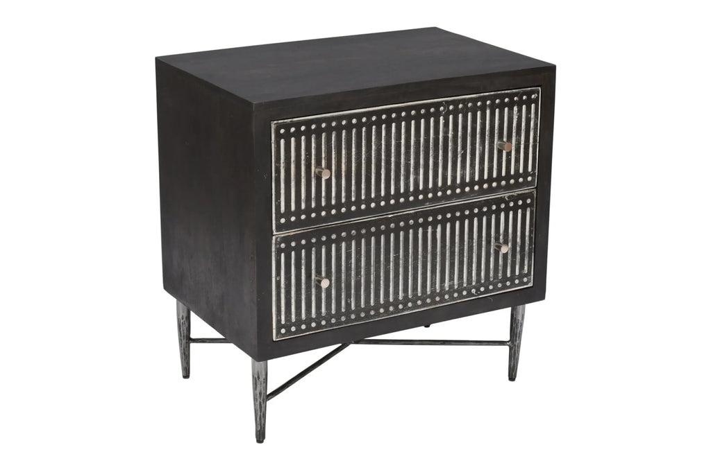 28″ Antique Brown Two Drawer Nightstand — view 2