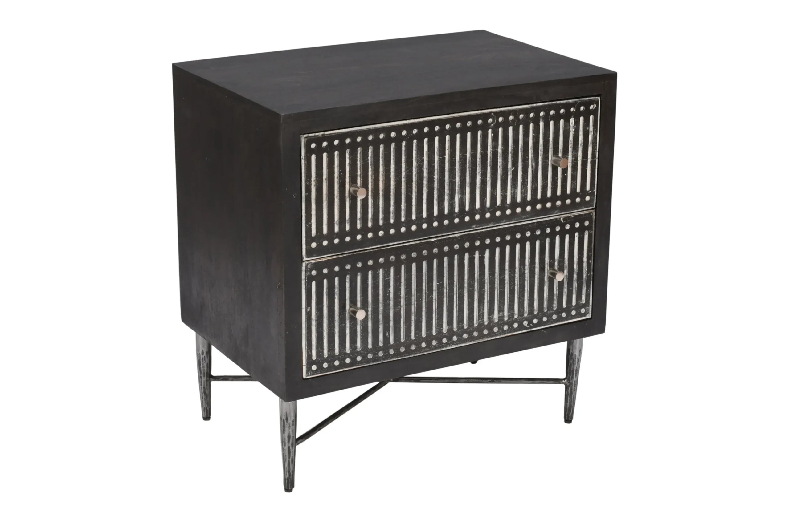 28″ Antique Brown Two Drawer Nightstand — view 2