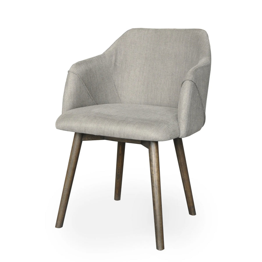 Gray And Brown Upholstered Fabric Dining Arm Chair — view 2