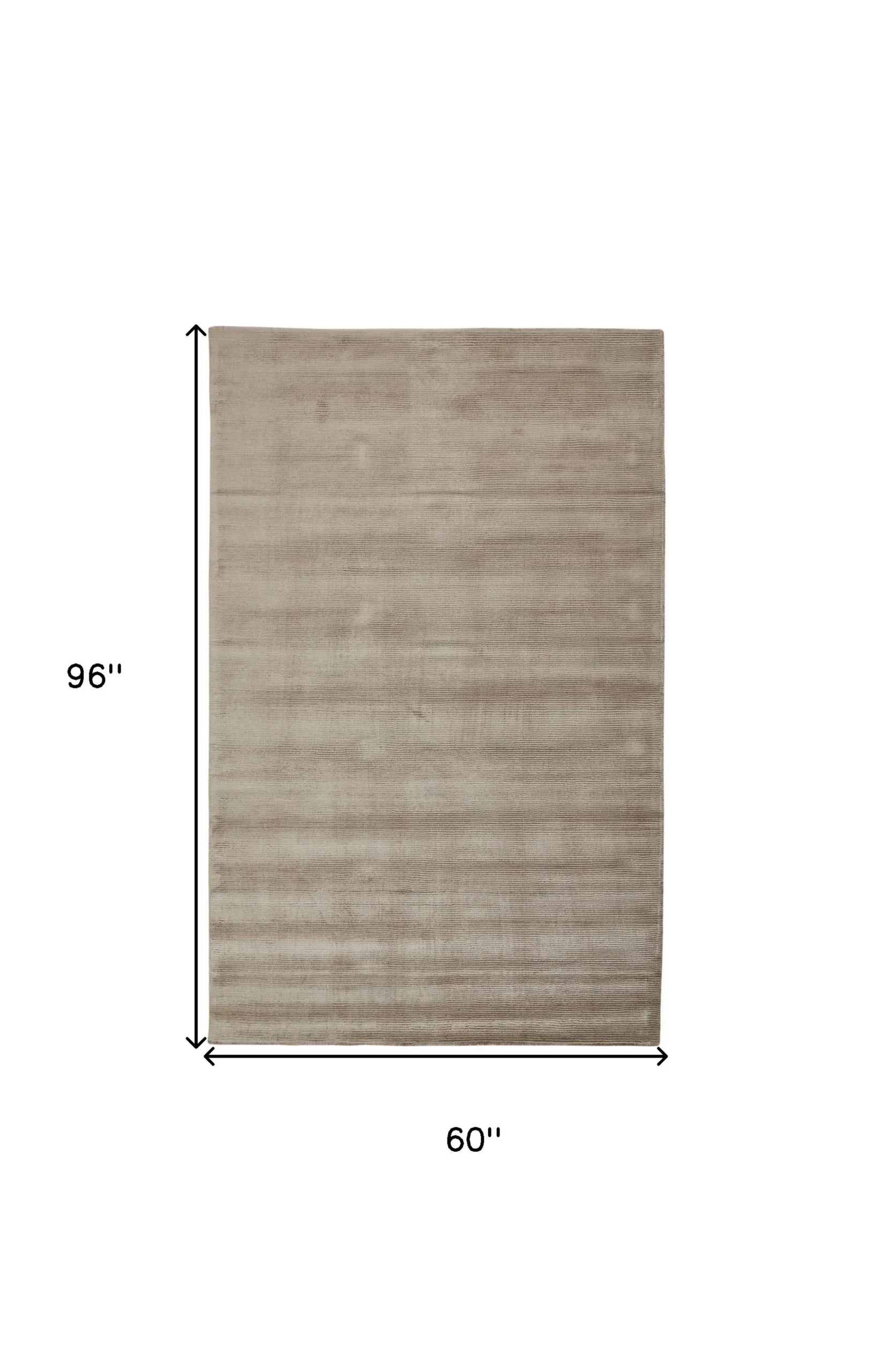 5′ X 8′ Tan Ivory And Taupe Hand Woven Area Rug — view 4