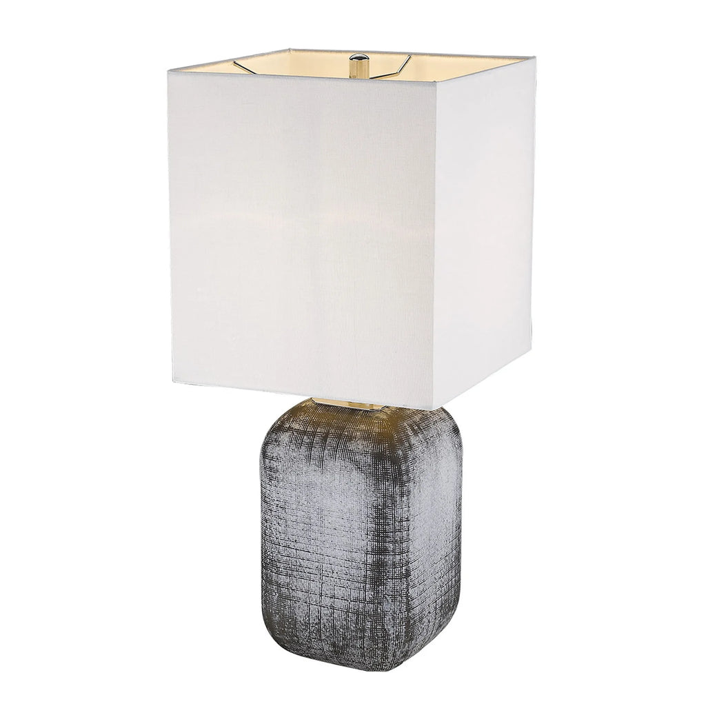 25″ Blue and Gray Ceramic Table Lamp With White Square Shade — view 2