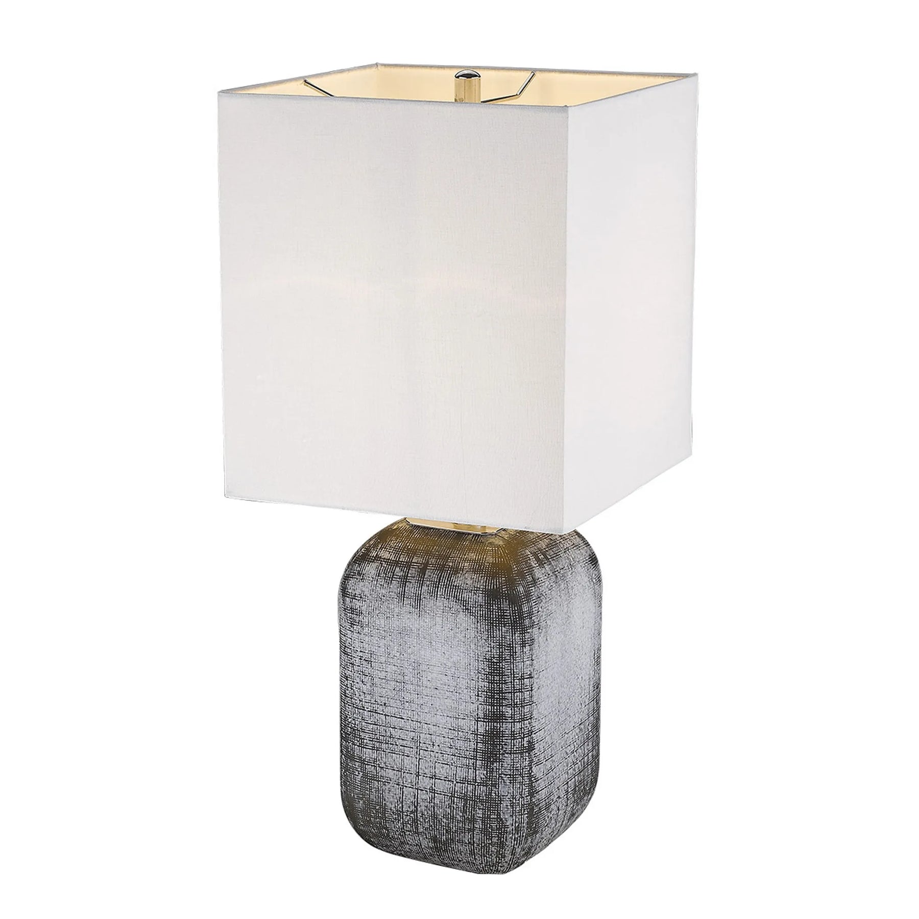 25″ Blue and Gray Ceramic Table Lamp With White Square Shade — view 2