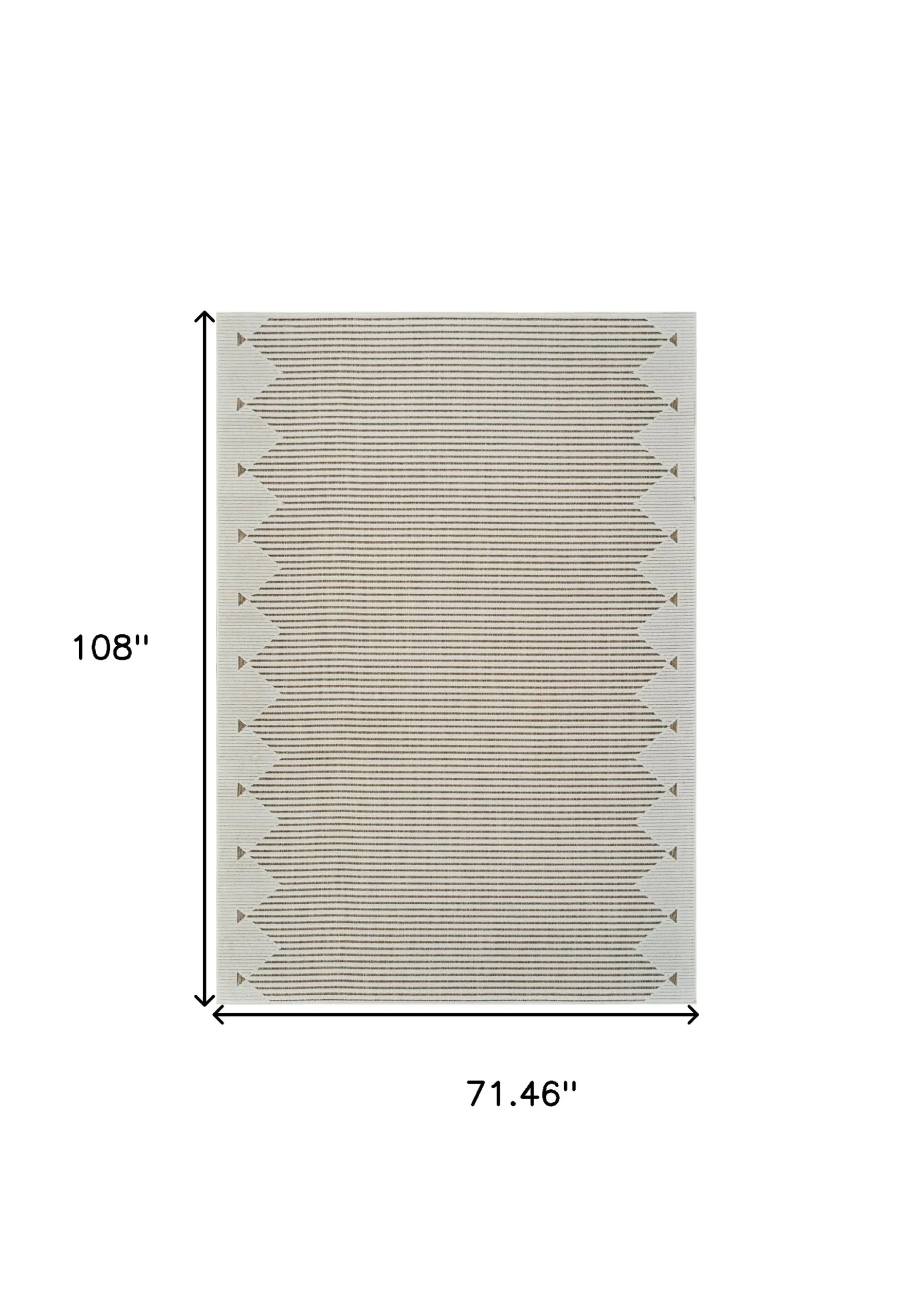 6′ X 9′ Beige and Brown Geometric Distressed Indoor Outdoor Area Rug — view 3