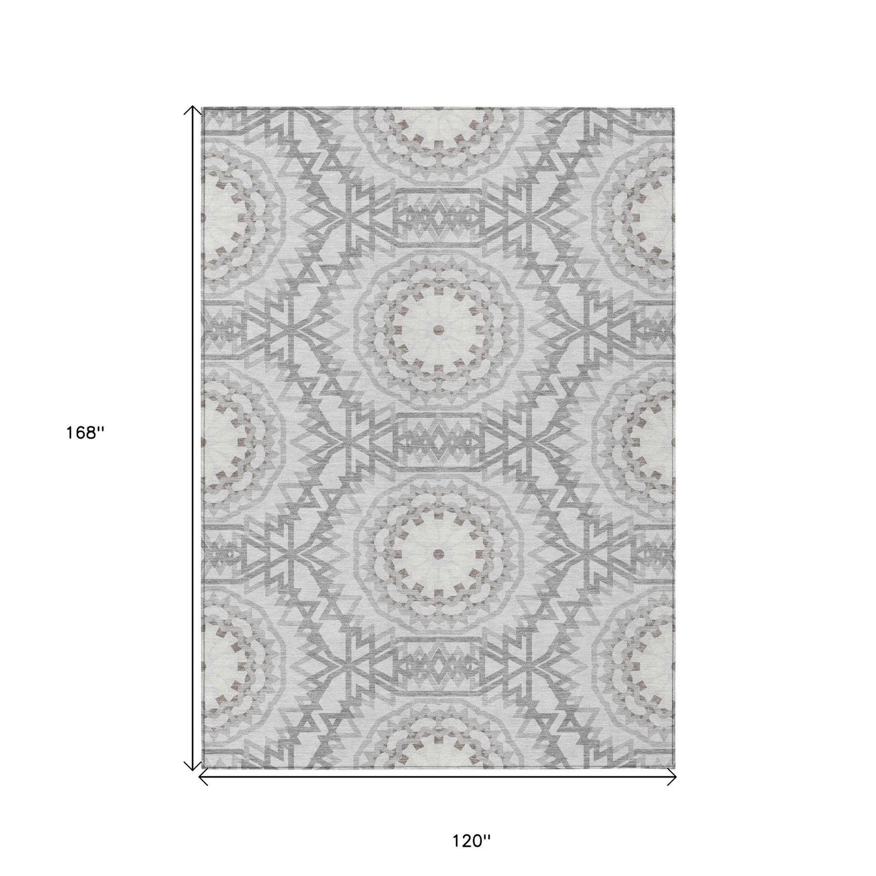 10′ X 14′ Silver Ivory And Gray Floral Medallion Washable Indoor Outdoor Area Rug — view 3